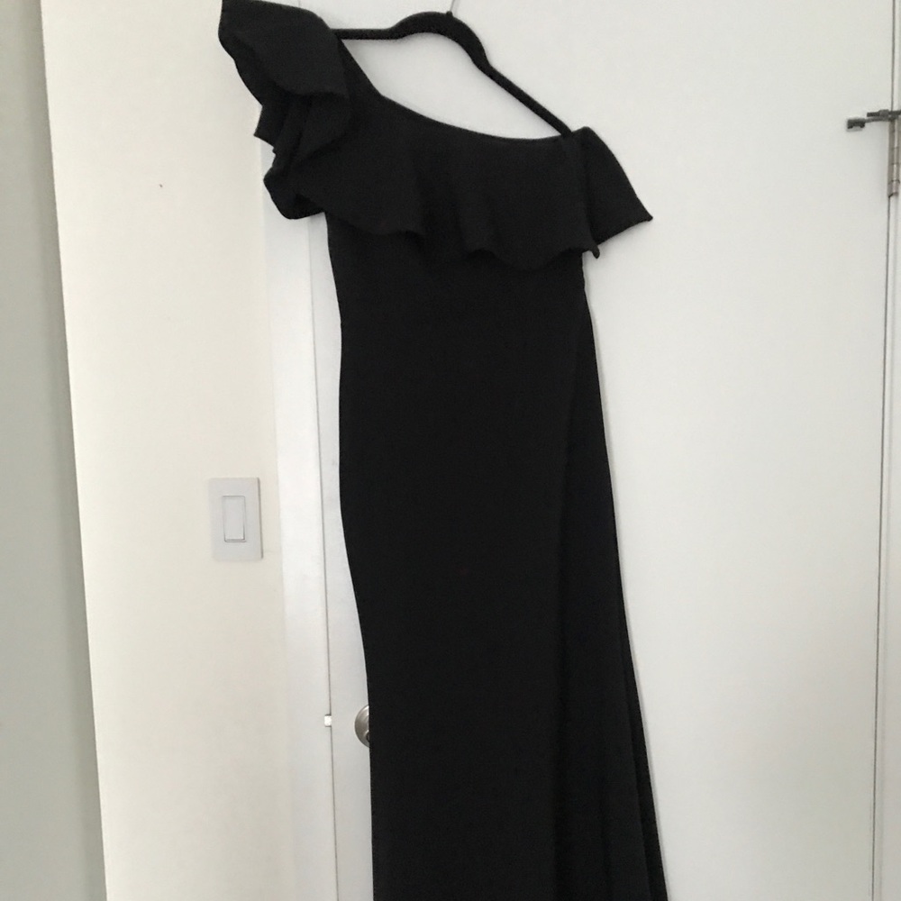 Off the shoulder with ruffles long black